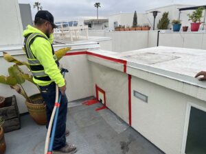 Exterior deck leak water intrusion testing in Los Angeles